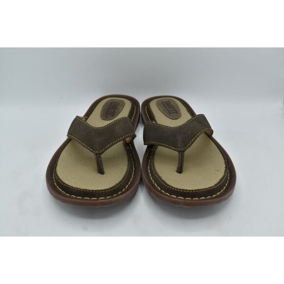 Born Mens Size 8 Owen Dark Grey Distressed Leather Flip Flop Thong Sandals Shoes - Picture 5 of 7